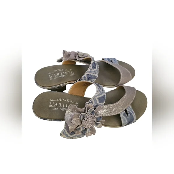 L'artiste Spring Step Cassana Size Eu 39 Blue/silver Leather Slide 8.5 New SH223 - Picture 4 of 8